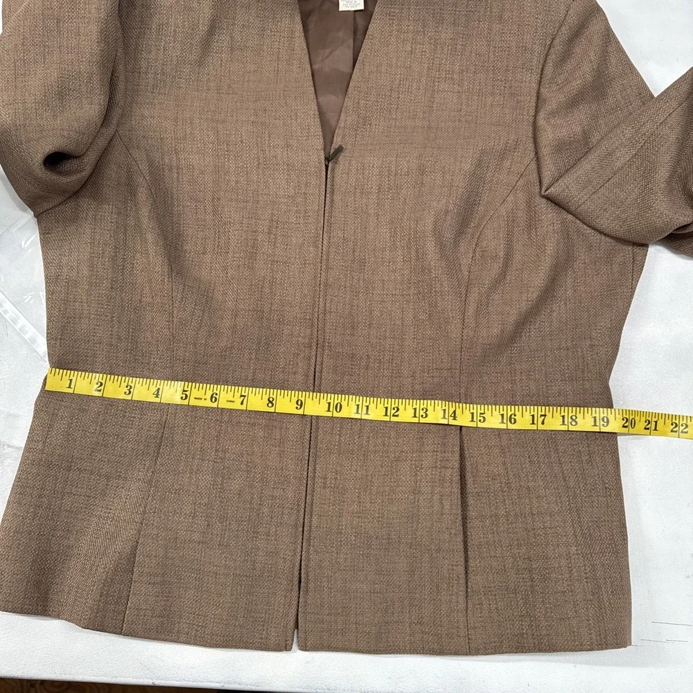 Worthington Women's‎ Brown Open Front Blazer Jacket Size 16 Lined Career
